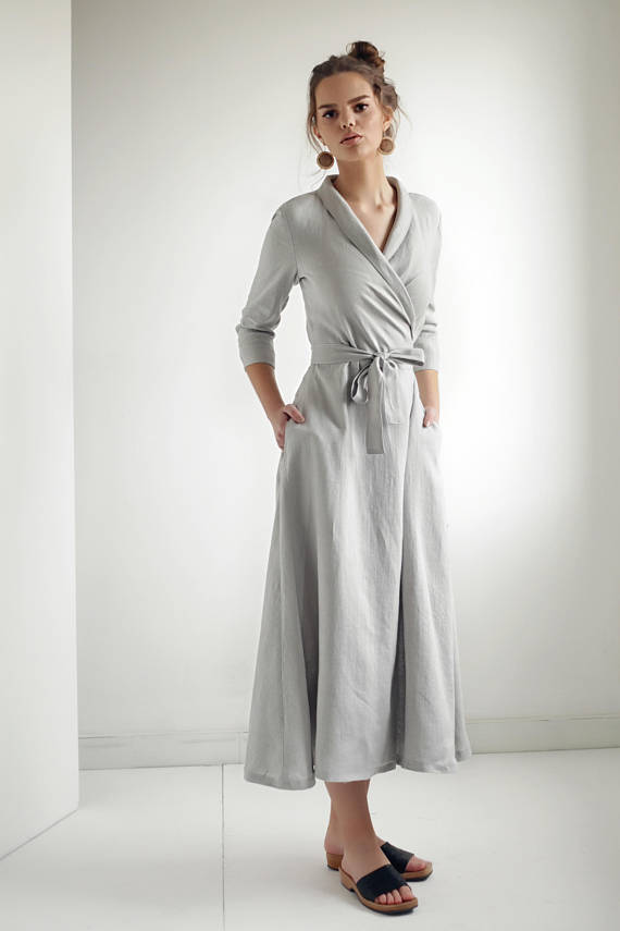 Gray Wrap Dress Online Shop, UP TO 52% OFF | www.mcep.es